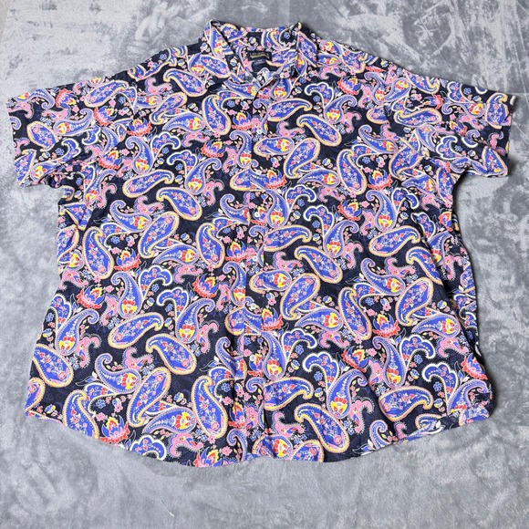 Cremieux Other - Cremieux Premium Denim Mens 4XB Paisley Short Sleeve Button Shirt Multi Color